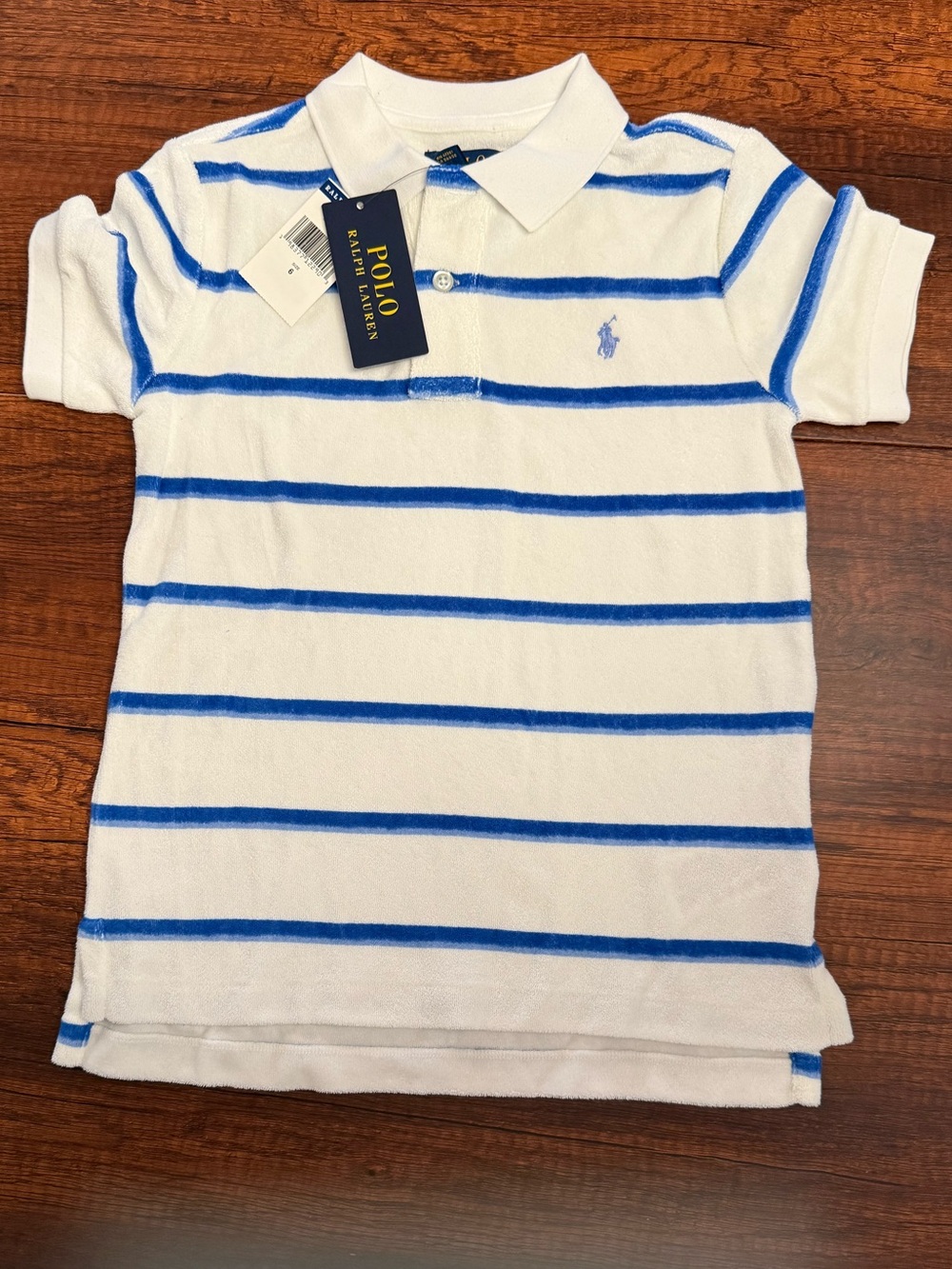 Polo by Ralph Lauren White Polo Shirt with Blue Stripes